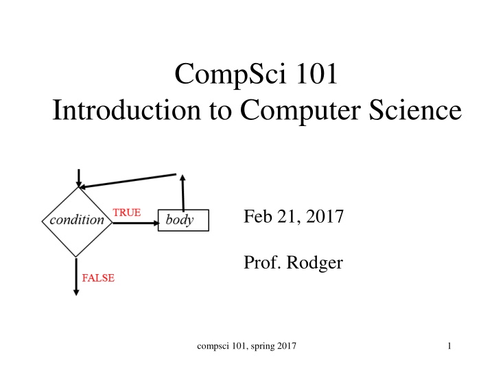 Introduction to Computer Science - CompSci.101 Announcements and Algorithms