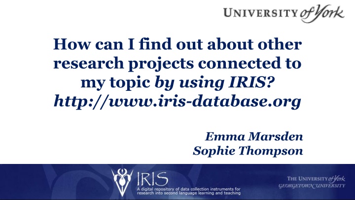Finding Research Projects Related to Your Topic Using IRIS