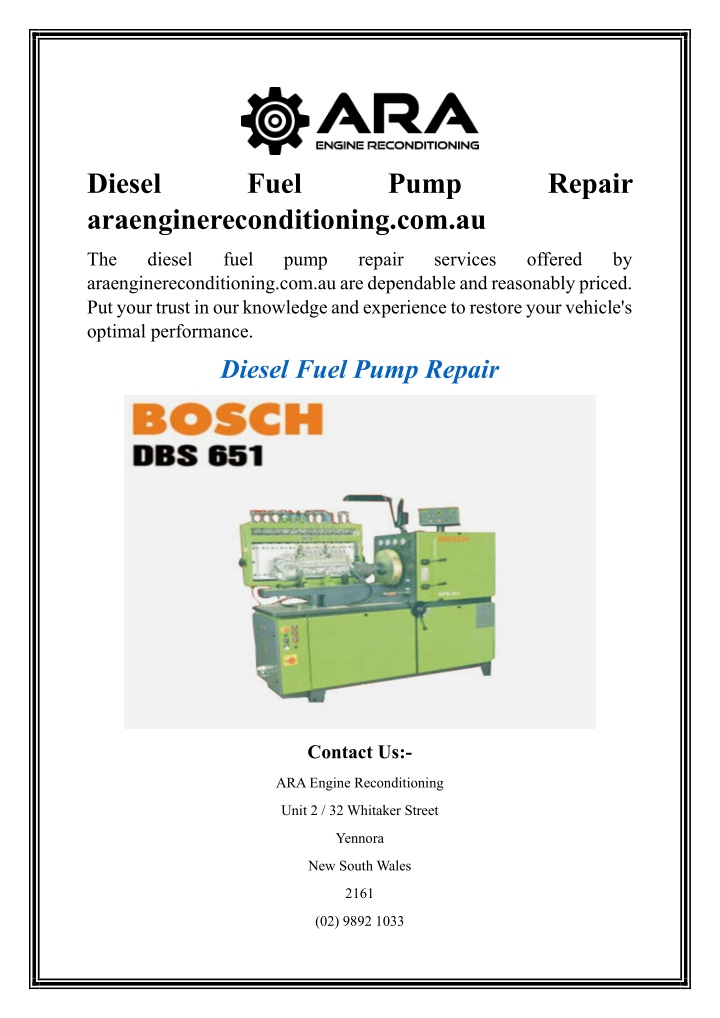 diesel araenginereconditioning com au n.w
