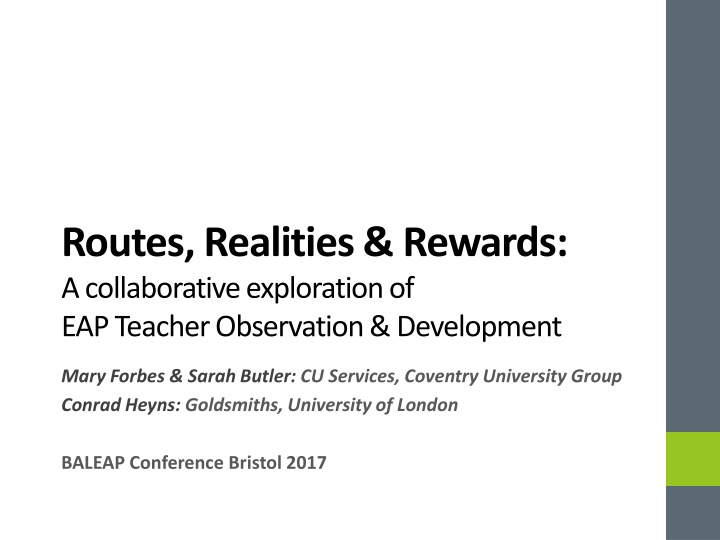 Collaborative Exploration of EAP Teacher Observation