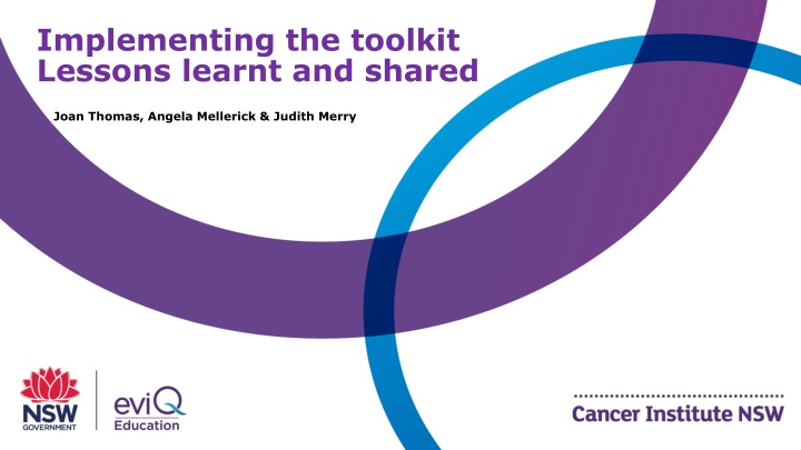 Implementing the Toolkit: Lessons Learnt and Shared