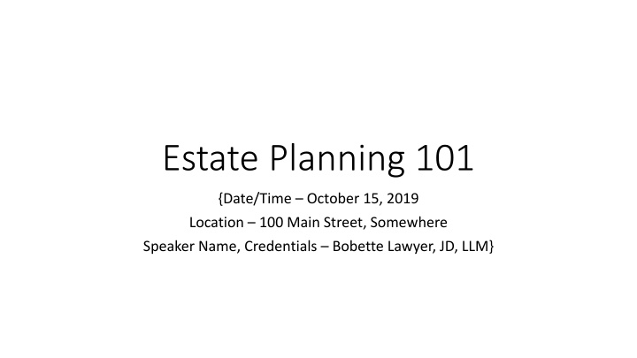 Estate Planning 101