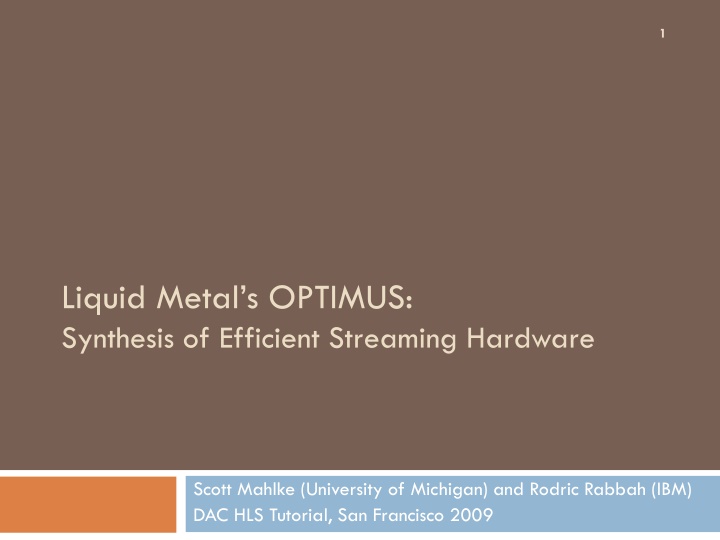 Liquid Metals and Lime: Exploring High-Performance Streaming Hardware Synthesis