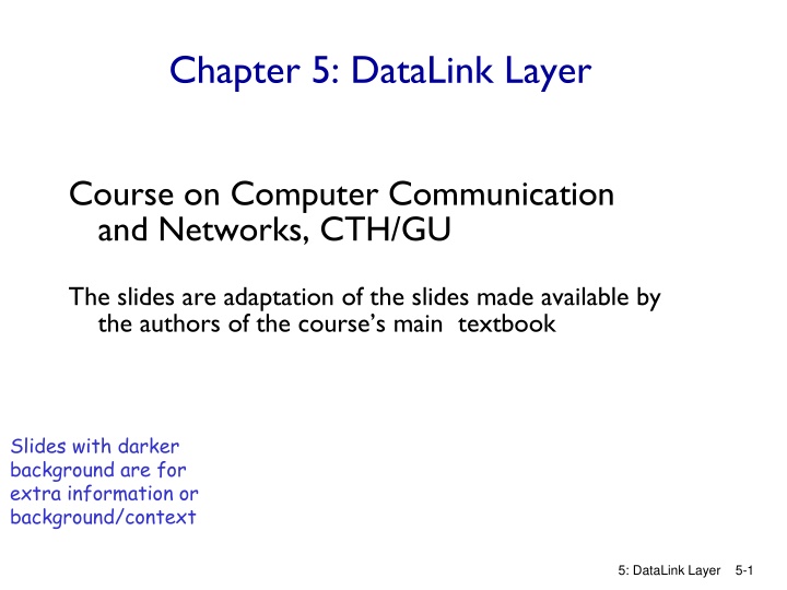 Chapter 5: DataLink Layer