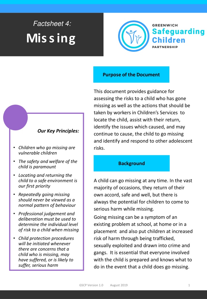 Guidance for Assessing Risks to Missing Children