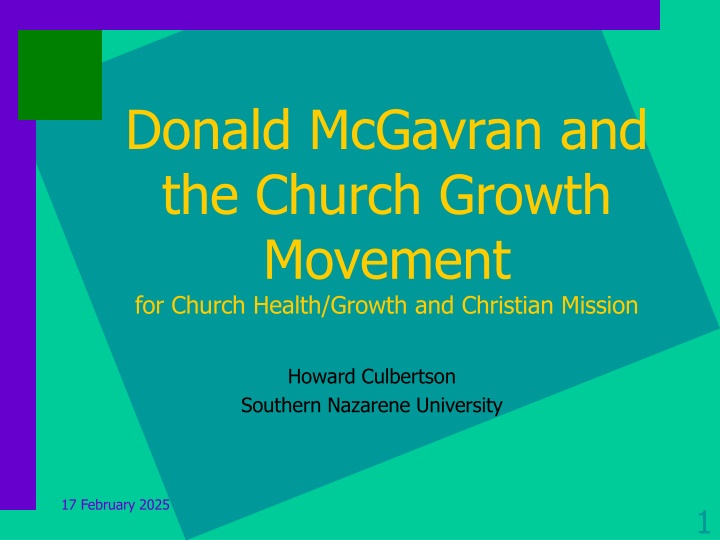 Donald McGavran and the Church Growth Movement