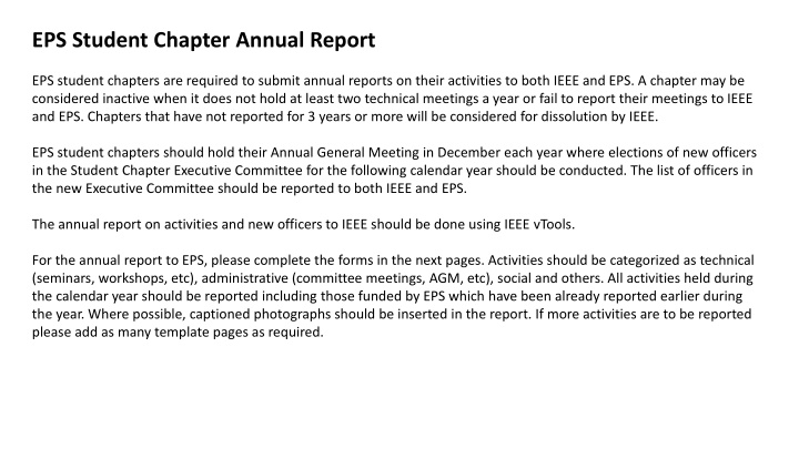 EPS Student Chapter Annual Report