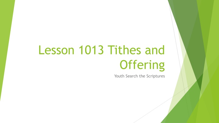 Lesson 1013 Tithes and