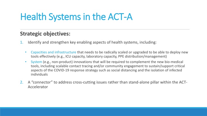 Enhancing Health Systems in the ACT