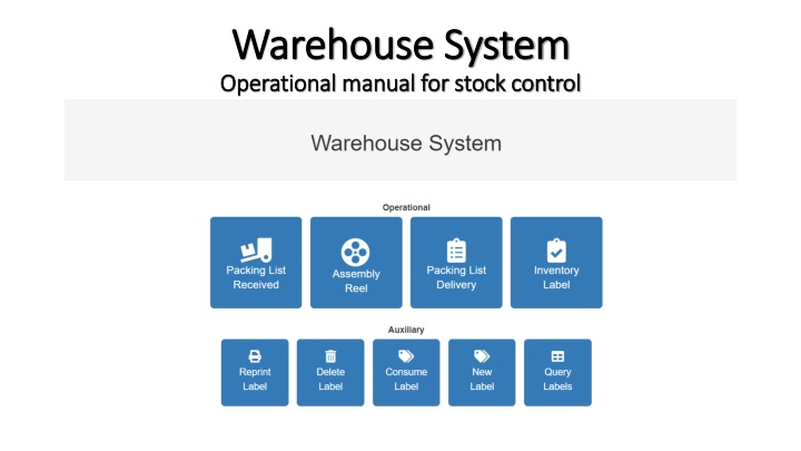 Warehouse System Operational Manual for Stock Control