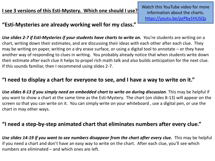 Using Charts for In-Class Esti-Mysteries