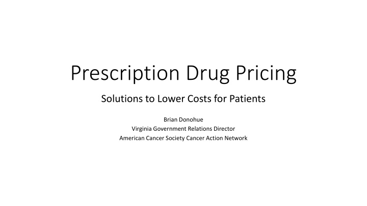 Prescription Drug Pricing