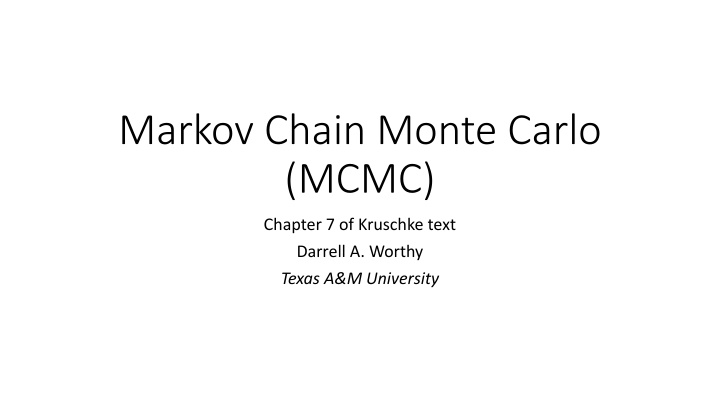 Markov Chain Monte Carlo