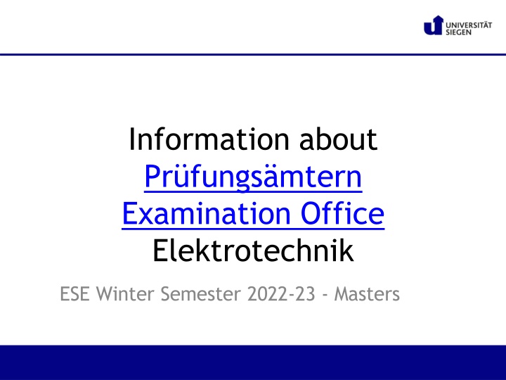 “Information about Examination Office Elektrotechnik ESE Winter Semester 2022-23 - Masters”