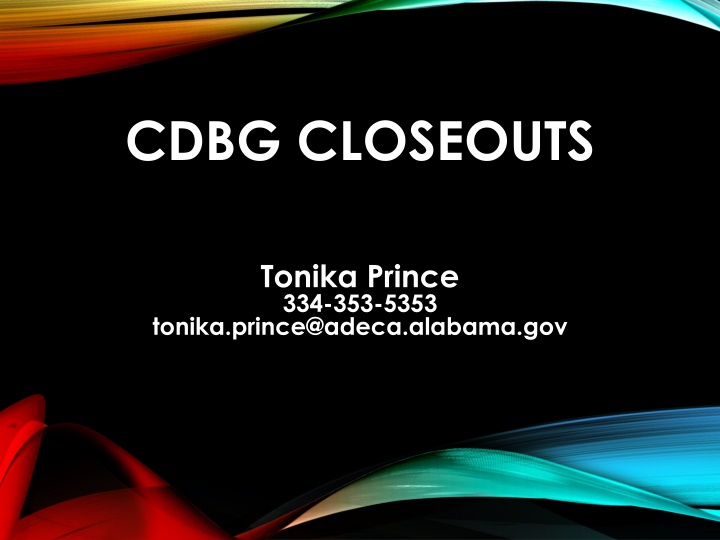 CDBG Closeout Process Overview