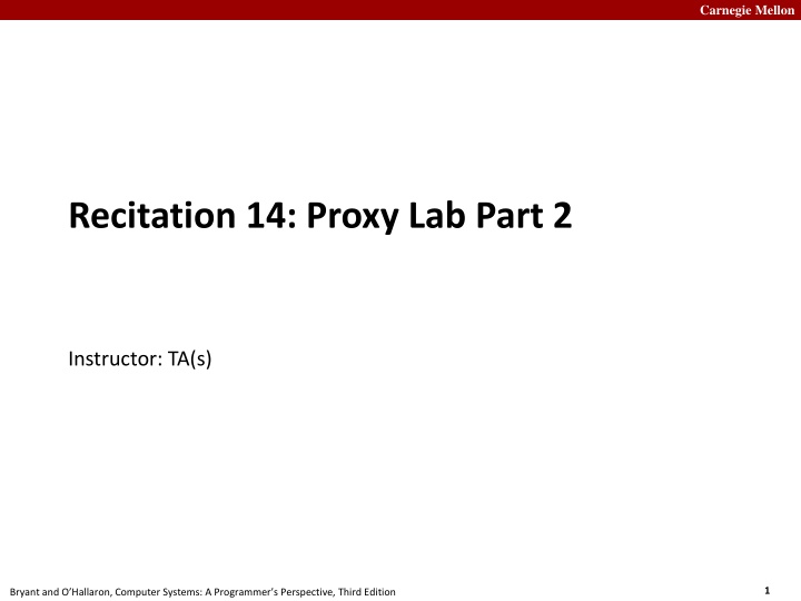 Carnegie Mellon ProxyLab Part 2: Threads and Synchronization