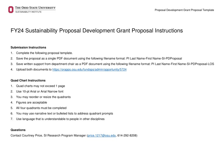 FY24 Sustainability Proposal Development Grant Proposal Instructions
