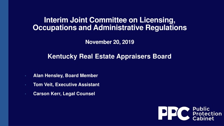 Legislative Proposal for Kentucky Real Estate Appraisers Board