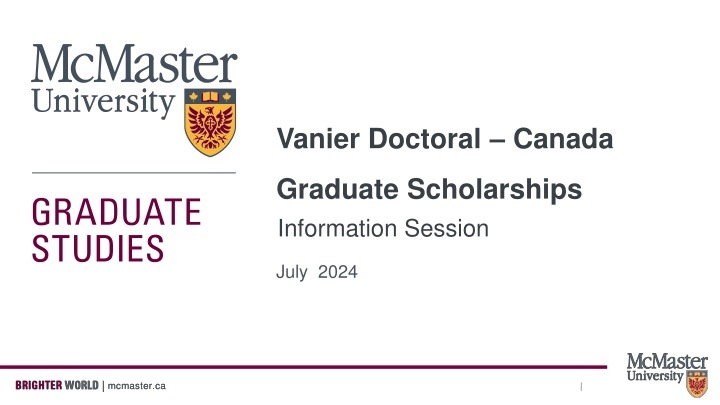 Vanier Doctoral Canada Graduate Scholarships Information Session at McMaster University