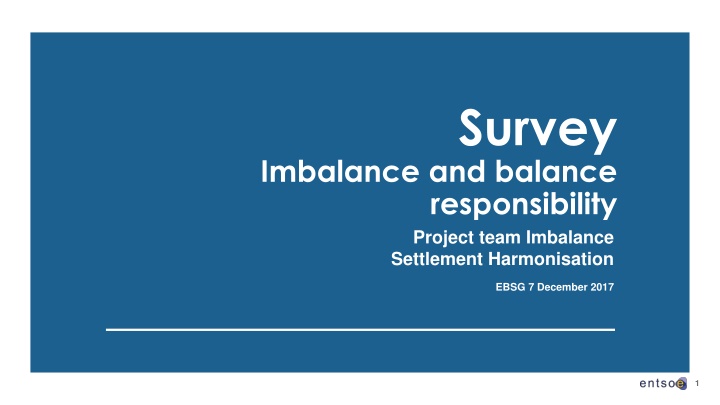 Imbalance Settlement Harmonisation Survey Project Team