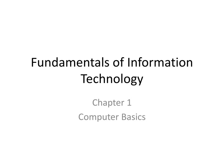 Computer Basics and Characteristics