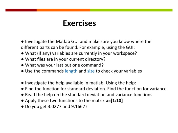 Investigating Matlab GUI and Help Functions