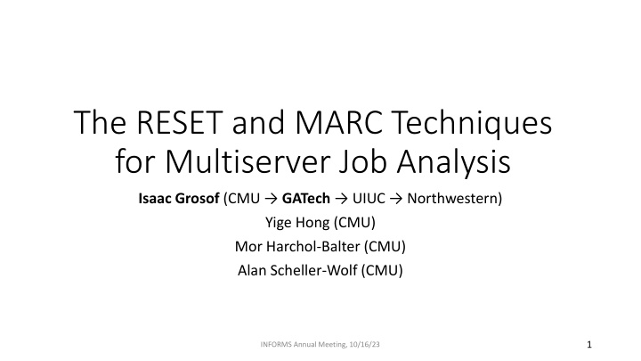 Techniques for Multiserver Job Analysis