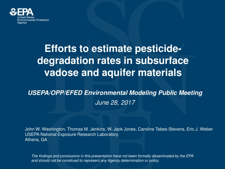 Pesticide Degradation Rates in Subsurface: Research Findings