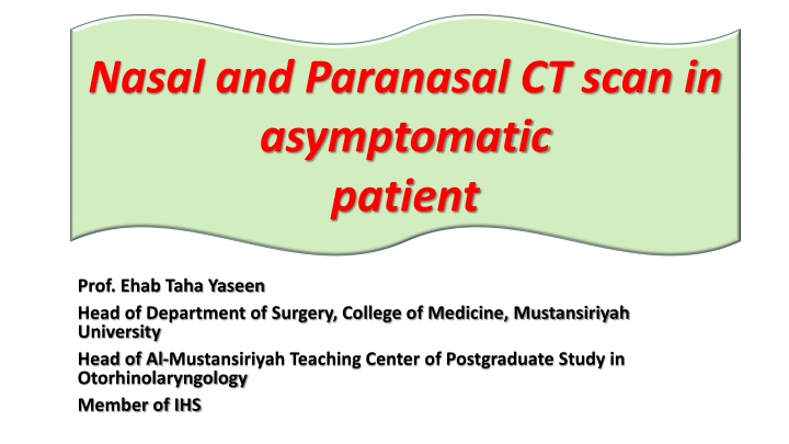 Nasal and Paranasal CT Scan Essentials