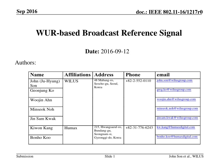 WUR-based Broadcast Reference Signal