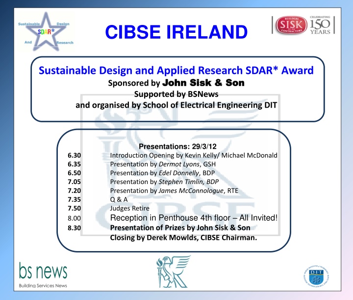 CIBSE Ireland Sustainable Design and Applied Research SDAR Award
