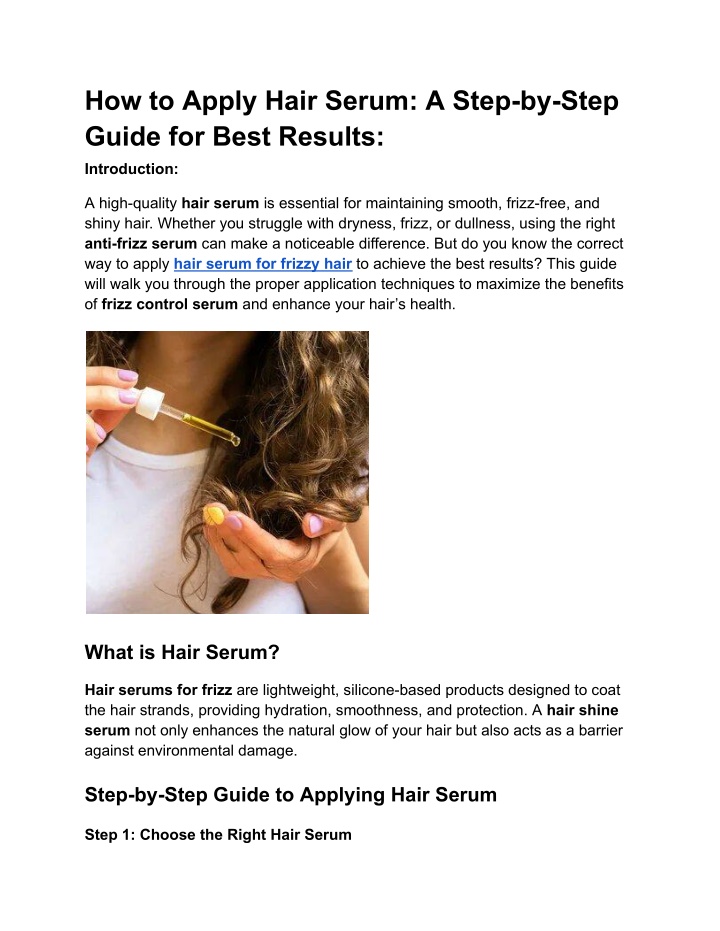 how to apply hair serum a step by step guide n.w