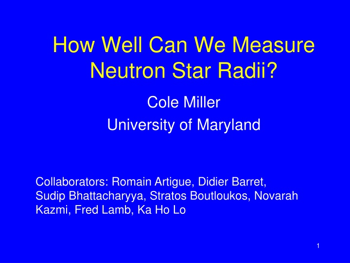 Measuring Neutron Star Radii