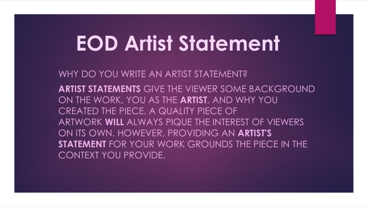 EOD Artist Statement