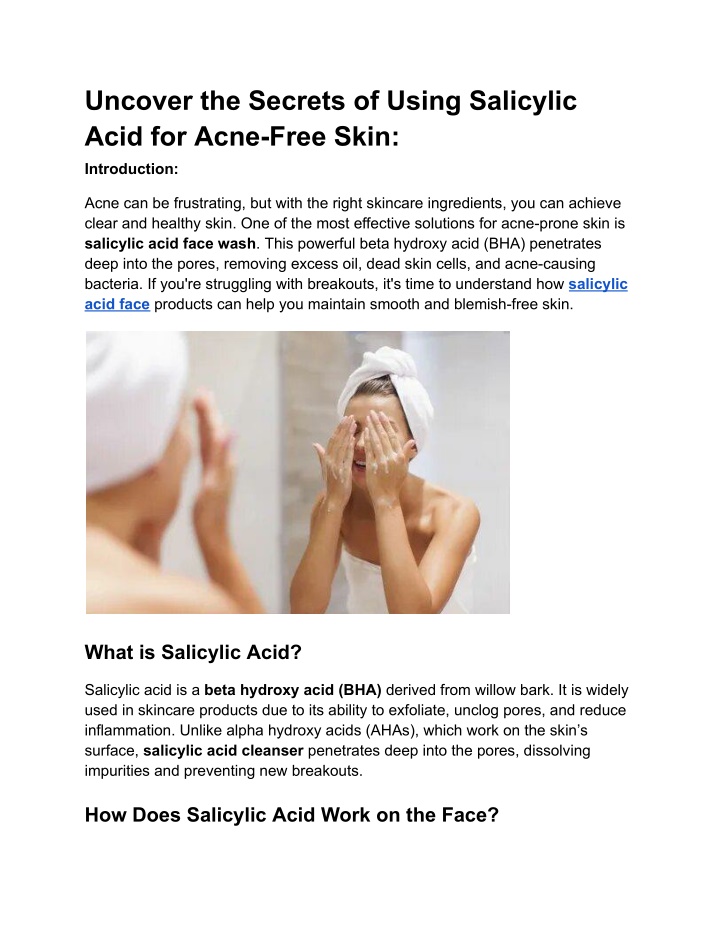 uncover the secrets of using salicylic acid n.w