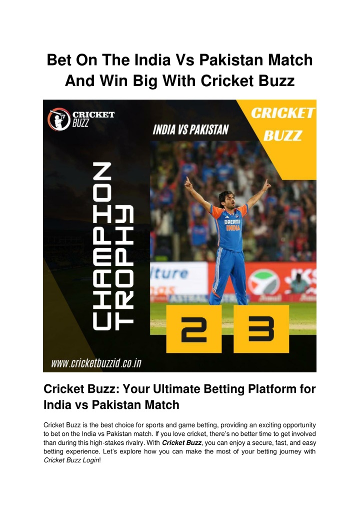 bet on the india vs pakistan match n.w