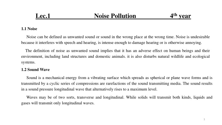 Noise Pollution in 4th Year