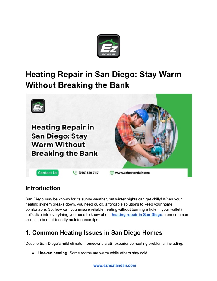 heating repair in san diego stay warm without n.w