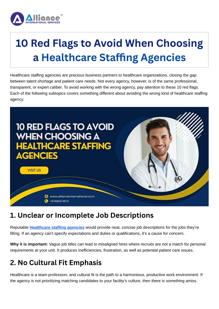 10 red flags to avoid when choosing a healthcare n.w