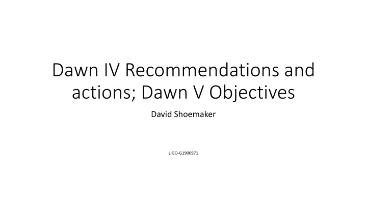 Recommendations for GW Community Coordination