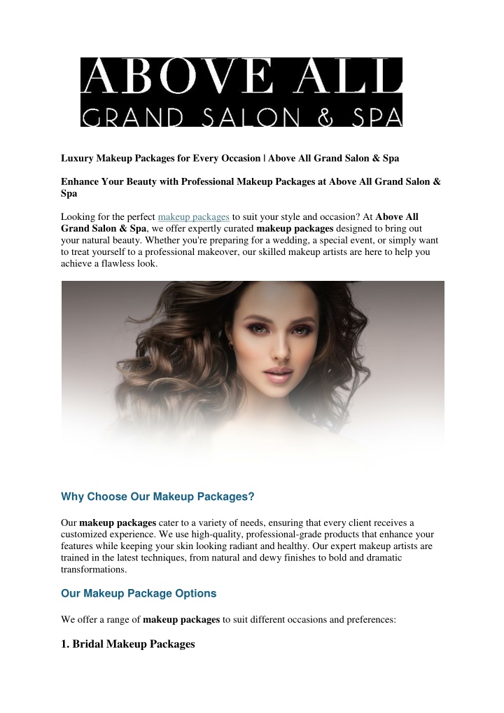 luxury makeup packages for every occasion above n.w