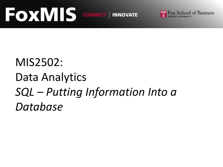 SQL Data Analytics: Creating a Relational Database