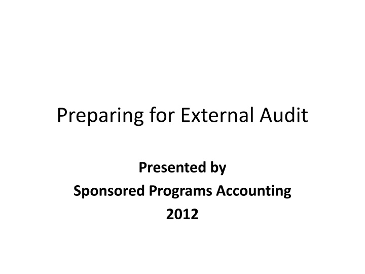 Preparing for External Audit