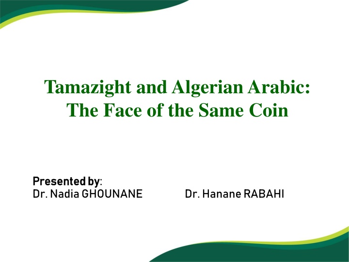 Tamazight and Algerian Arabic:  The Face of the Same Coin