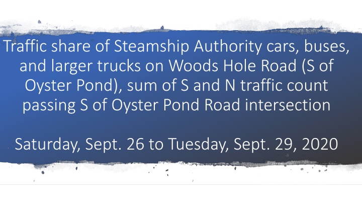 Traffic Share of Steamship Authority Vehicles on Woods Hole Road