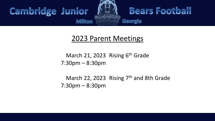 2023 Parent Meetings