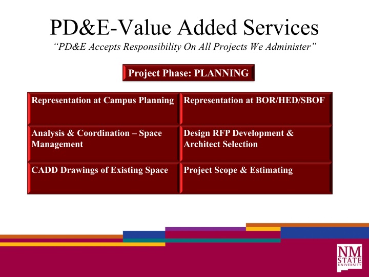 PD&E-Value Added Services