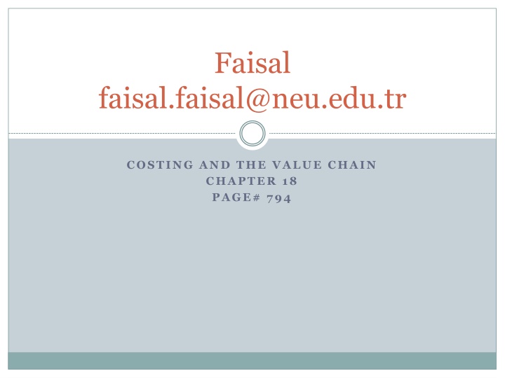 Costing and Value Chain: Components, Activities, and Desirability