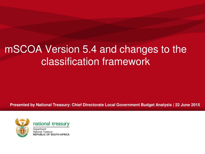 mSCOA Version 5.4 and Changes to Classification Framework