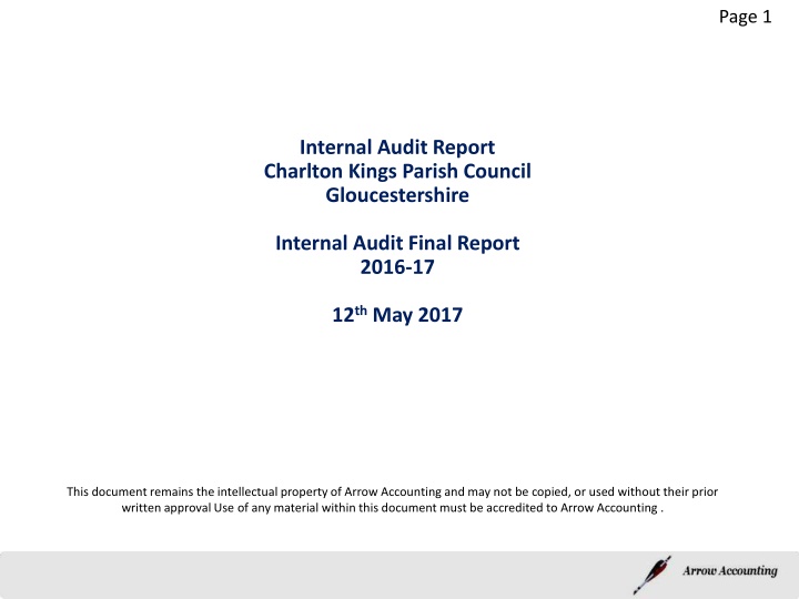 Internal Audit Report Charlton Kings Parish Council Gloucestershire